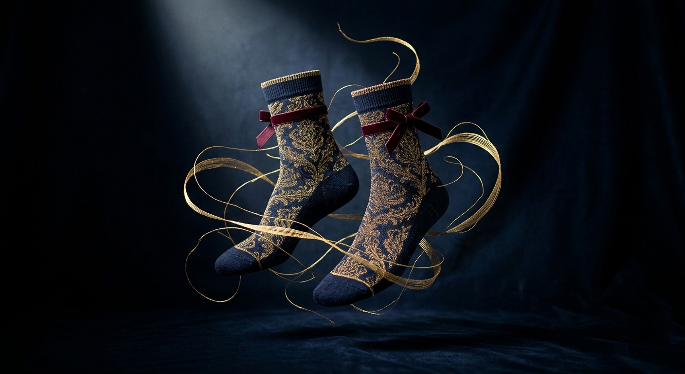 Locka luxury socks in gold thread spotlight