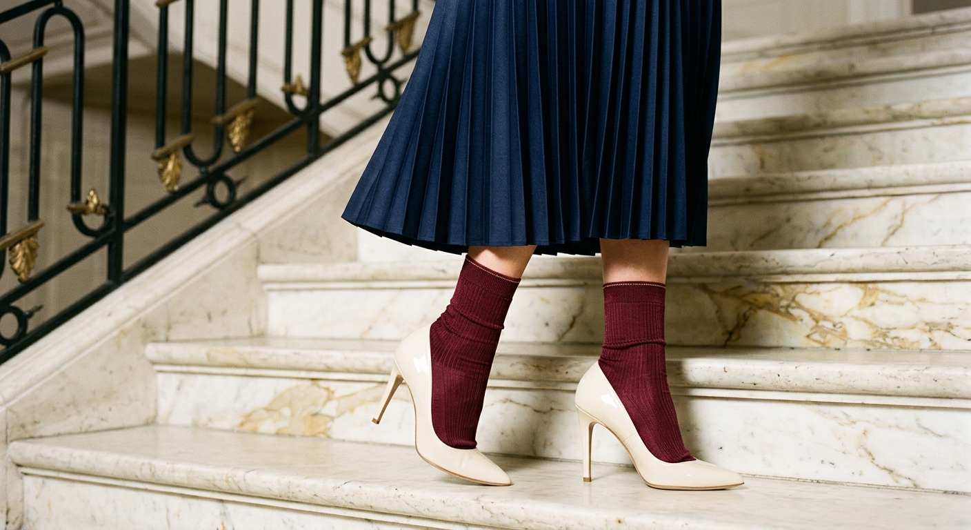 Marble Hour — Bordeaux Line × cream heels